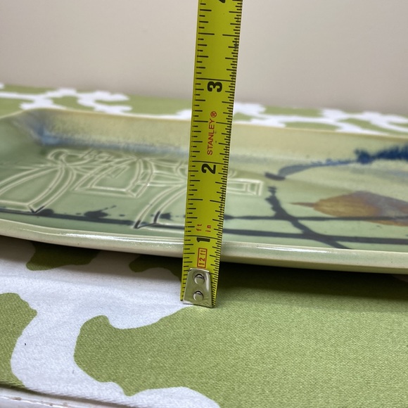 Studio Art Pottery Green Stamped Crosses Serving Tray Entry Table Tray Glazed - Picture 7 of 7
